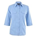 Ladies 3 4 Sleeve Sally Casual Shirt Sky Blue