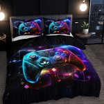 3PCS Fashion Cool Gamepad Duvet Cover Set 1 Duvet Cover + 2 Pillowcase Without Pillow Insert Soft And Comfortable HD Printing Be