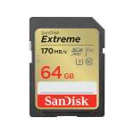 SanDisk Extreme Sd Uhs I 64GB Card For 4K Video For Dslr And Mirrorless Cameras 170MB S Read & 80MB S Write Lifetime Warranty
