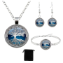 Tree Of Life 4 Pieces Jewellery Set Celtic Blue - FDJO7