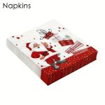 20PCS Christmas Napkins Santa Claus Xmas Christmas Paper Napkins Christmas Napkins Paper Holiday Napkins Christmas Cocktail Napk