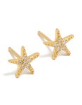 Goldair Gold Plated Sterling Silver Cubic Zirconia Starfish Earrings
