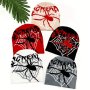 Y2K Spider Web & Letter Jacquard Beanie - Warm Knit Skull Cap For Halloween Hip-Hop Style Stretch Fit