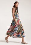 Drawstring-detail Maxi Dress - Black Floral