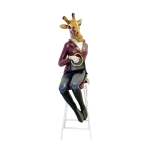 Statue Giraffe Lady With Handbag 12X8X34CM