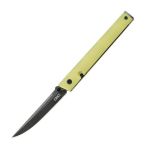 CRKT Ceo Bamboo Yellow Grn Folder With Black Stonewash Finish