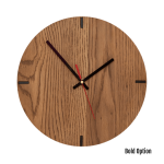 Mika Wall Clock In Oak - 300MM Dia Mid Brown Bold Red Second Hand