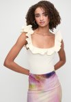 Square Neck Ruffle Bodysuit - Ivory
