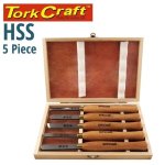 Tork Craft Chisel Set Wood Turning 300MM Hss 5 Piece Wood Case CH10005