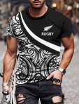 Men's Geometric Graphic Print T-Shirt Short Sleeve Crew Neck Tee Men's Clothing For Summer Outdoor