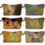 Art Golden Oil Painting Print Makeup Bag Travel Portable Toiletry Bag Cosmetic Storage Bag Compact Mobile Phone Bag Student Pen Bag Party Gift