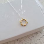 C36845 - 925 Sterling Silver Cz Stones Heart Circle Necklace