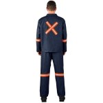 CONTI Vintage 100% Cotton Denim Suit - Reflective Arms Legs & Back - Orange Tape