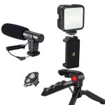 Professional Vlog Kit With Tripod LED Light Microphone And Phone Holder