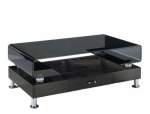 Smte Coffee Tables -tempered Glass Top -wooden Base Black Colour With Keychain