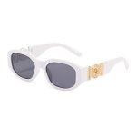 Butaby Rectangle Sunglasses For Women Retro Driving Glasses 90'S Vintage Fashion Irregular Frame UV400 Protection White
