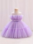 Toddler Kid Girls Princess Dress Tulle Sleeveless Bow Birthday Flower Girl Dress Party Wedding Pageant Dress Up