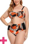 Ladies Plus Size High Waisted 2 Pcs Bikini Tummy Control Swimwear