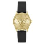 Guess Black Gold-tone Analog Watch With Silicone Strap