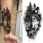 1PC Wolf Style Temporary Tattoo Sticker Personality Realistic Beautiful Sweat Resistant Waterproof Design Men's Daily Body Art