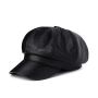 Black Leather High-end Beret With A Large Headband