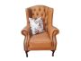 Full Euro Leather Chesterfield Wingback Chair With Cushion - Cinnamon Brown