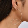 Personality Silver Color Heart Pattern Big Hoop Earrings Female Party Jewelry