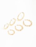 Goldair Gold Bamboo Hoop Earrings 3-PACK