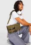 Multi Pocket Large Shoulder Bag - Khaki