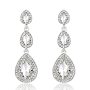 Jwicos Silver Dainty Crystal Rhinestones Three Layered Teardrop Dangle Earrings For Women Wedding Bridal Elegant Earrings For Brides And Bridesmaids