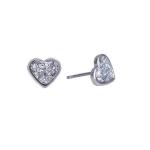 Tiny Tips Clear Glitter Heart Sterling Silver 6MM