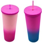 Pink Gradient Studded Venti Tumbler With Straw 750 Ml Bottle