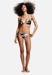 Tie Tanga Bikini Bottoms - Black White Patterned