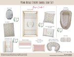 Cot Duvet Bedding Leaf Pink Beige Stripe Laurel Leaf