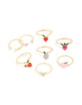 Goldair Gold Diamante Mixed Fruit Rings 8-PACK - M l