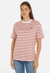 Tommy Hilfiger Modern Reg Stripe C-nk Short Sleeve - Reg Stp Ancient White Terra Red