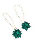 Goldair Gold Green Present Bow Hook Earrings