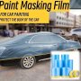 25M Automotive Paint Masking Film Roll - Plastic Protection Film For Car Painting - Durable No-Residue Blue Paint Protection Tape - High-Temperature Resistant Renovation