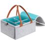 Baby Diaper Caddy Bag Nursery Organizer Basket With Lid And Leather Handle