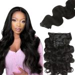 Lashey Seamless Clip In Hair Extensions Human Hair Body Wave 130G 9PCS Natural Black 18 Inch Clip In Hair Extensions Human Hair