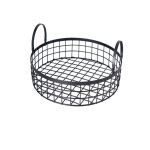 Regent Kitchen Vintage Round Wire Grid Tray With Handles Powder Coated Black