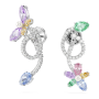 SWAROVSKI Ariana Grande X Drop Earrings With Ear Jacket Mixed Cuts Dragonfly Flower Multicolored Rhodium Plated