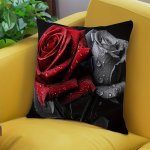 1PC Rose Printed Polyester Cushion Cover Cushion Cover Pillow Cover Room Decor Bedroom Decor Sofa Decor Collectible Buildings Ac