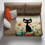 Black Cat Light Weight Fleece Blanket By Wikus Schalkwyk