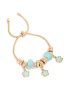 Goldair Gold Blue Beaded & Flower Trio Charm Toggle Bracelet