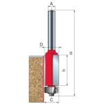 Flush Trim Router Bit D-9.53MM X H-12.7MM X H-60.9MM X C-9.53MM X A-1 4" 42-10225P
