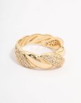 Goldair Gold Plated Cubic Zirconia Braided Ring - S m
