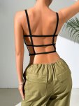 Backless Slim Fit Cami Top Sexy Solid Color Sleeveless Suspender Top For Spring & Summer Women's Clothing