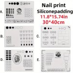 Nail Art Practice Silicone Mat Set Multipurpose Manicure Stamping Tool With Palette Section Easy Clean Stamping Pad For Nail Des