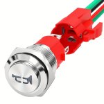 20A Heavy Duty 16MM Metal Horn Switch Speaker With Blue LED Illumination - Stainless Steel Momentary Push Button Switch For Mari